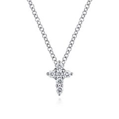 Gabriel & Co. - NK1370W45JJ - 14K White Gold Diamond Cross Necklace