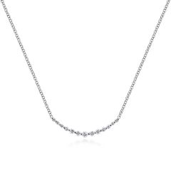 Gabriel & Co. - NK4942W45JJ - 14K White Gold Diamond Curved Bar Necklace