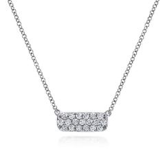 Gabriel & Co. - NK4943W45JJ - 14K White Gold Rectangular Diamond Pendant Necklace