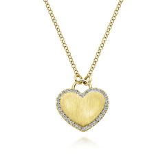 Gabriel & Co. - NK5199Y45JJ - 14K Yellow Gold Diamond Halo Engravable Heart Pendant Necklace