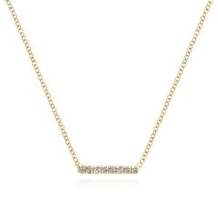 Gabriel & Co. - NK5422Y45JJ - 14K Yellow Gold Petite Pav‚ Diamond Bar Necklace