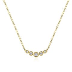 Gabriel & Co. - NK5424Y45JJ - Curved 14K Yellow Gold Bezel Set Diamond Bar Necklace