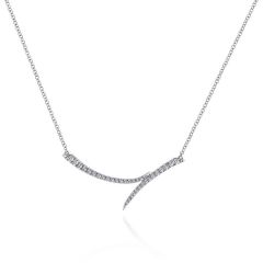 Gabriel & Co. - NK5569W45JJ - 14K White Gold Curved Bypass Bar Necklace with Diamonds