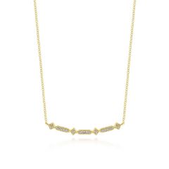 Gabriel & Co. - NK5732Y45JJ - 14K Yellow Gold Curved Geometric Diamond Bar Necklace