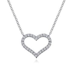 Gabriel & Co. - NK6018W45JJ - 14K White Gold Open Diamond Heart Pendant Necklace