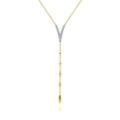 Gabriel & Co. - NK6448M45JJ - 18.5" 14K Yellow-White Gold Pav‚ Diamond Chevron Y Necklace