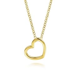 Gabriel & Co. - NK6522Y4JJJ - 14K Yellow Gold Tilted Heart Pendant Necklace