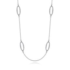 Gabriel & Co. - NK6546SVJJJ - 32 inch 925 Sterling Silver Station Bujukan Necklace