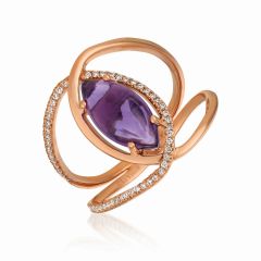 Le Vian® Ring featuring 1  7/8 cts. Grape Amethyst™, 1/6 cts. Vanilla Diamonds®  set in 14K Strawberry Gold®