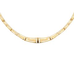 14kt 17" Yellow Gold Shiny Graduated Greek Key Fancy Necklace with Box Catch CLASP GK8-17    