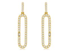 14k yellow gold and diamond paperclip earrings