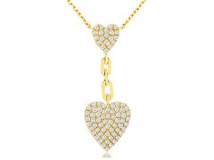 14k Yellow Gold Diamond Pave Heart Necklace 