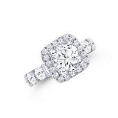 14K White Gold Round Diamond Halo Ring DRSR27300