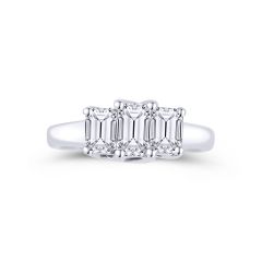 18KW Three Emerald Cut Diamond Engagement Ring DRSMC15863