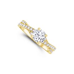 14K Yellow Gold Round Diamond Engagement Ring DRSR27257