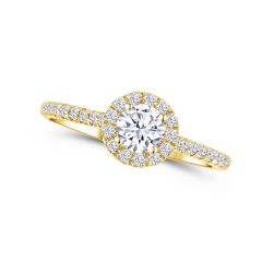 14K Yellow Gold Round Halo Diamond Engagement Ring DRSR26991