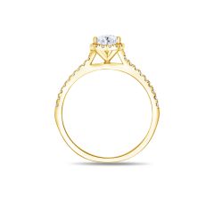 14K Yellow Gold Round Diamond Halo Engagement Ring DRSR27131