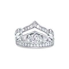 14K White Gold Multi Tiara Bridal Set DRSR24567