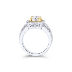 18K White Gold Radiant Cut Diamond Halo Engagement Ring