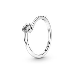 Clear Tilted Heart Solitaire Ring