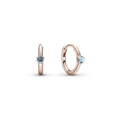 Light Blue Solitaire Huggie Hoop Earrings