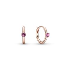 Pink Solitaire Huggie Hoop Earrings