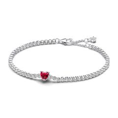 Pandora Red Sparkling Heart Tennis Bracelet 590041C02