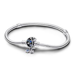 Pandora Moments Sparkling Moon Clasp Snake Chain Bracelet 592819C01