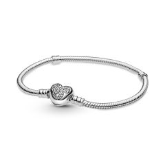 Mickey Mouse Heart Clasp Snake Chain Bracelet