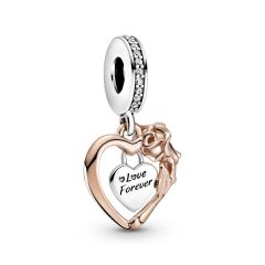 Heart & Rose Flower Charm