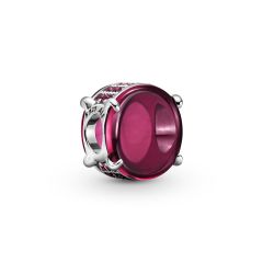 Fuchsia Rose Oval Charm