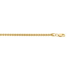 14kt 24" Yellow Gold Lite Weigth Wheat Chain with Lobster Clasp HW070-24