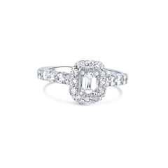 Emerald Cut Lab Grown Diamond Engagement Ring 
14K White Gold 
GH Color 
VS1 Clarity 
.50ctw Center Stone 
.93ctw Side Stones 