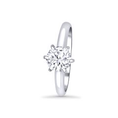 Round Solitaire Six Prong Lab Grown Diamond Engagement Ring 
SI1 clarity 
J color 
14k White Gold 