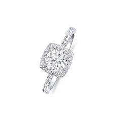 Round with Square Halo Lab Grown Diamond Engagement Ring 