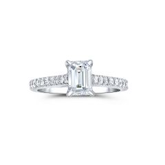 Emerald Cut Lab Grown Diamond Engagement Ring 
1ctw center stone
.25ctw side stones 
Gh color 
Vs1 clarity 
