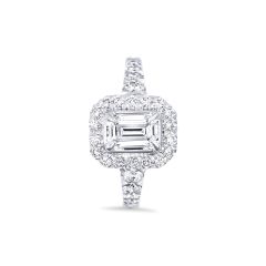 14k white gold emerald cut lab grown diamond engagement ring 
1ctw Center stone
.75ctw side stones 