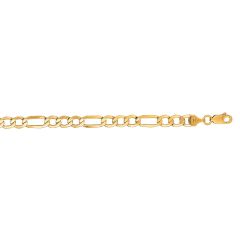 14kt 24" Yellow Gold Diamond Cut Alternate 3+1 Figaro Lite Chain with Lobster Clasp  LFIG120-24