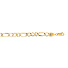 14kt 24" Yellow Gold Diamond Cut Alternate 3+1 Figaro Lite Chain with Lobster Clasp  LFIG140-24