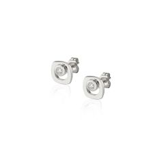 White Gold Open Circle Diamond Bezel Set Earrings 