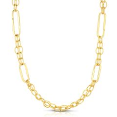 14kt Gold 18" Yellow Finish Shiny Oval Fancy Link Necklace with Lobster Clasp NCK4731-18