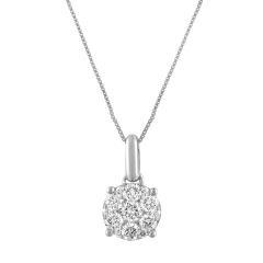 0.20CTW DIAMOND CLUSTER PENDANT WITH 18" ADJUSTABLE CHAIN