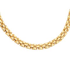 14kt 17" Yellow Gold Shiny 3 Row Panther Chain Link Necklace with Box Catch Clasp PAN105-17