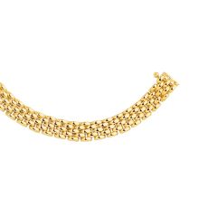 14kt 17" Yellow Gold Shiny 5 Row Panther Chain Link Necklace with Box Catch Clasp PAN107-17