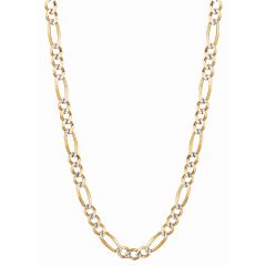 14kt Gold 26" Yellow Finish Classic Pave Figaro Chain with Lobster Clasp PAVE140-26