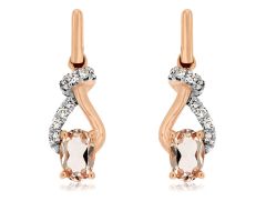 14k Rose Gold Morganite and Diamond Dangle Earrings pc6059m