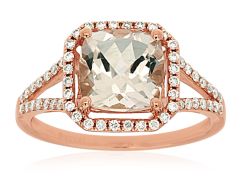 14k Rose Gold Morganite and Diamond Halo Ring pc6137m
