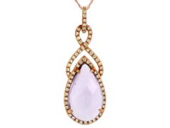 14K Rose Gold Pear Shape Amethyst Inifinty Swirl Pendant Necklace