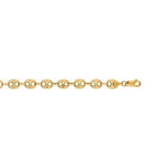14kt 24" Yellow Gold Diamond Cut Puffeded Mariner Chain with Fancy Lobster Clasp PG109-24