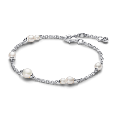 Treated Freshwater Cultured Pearl Station Chain Bracelet